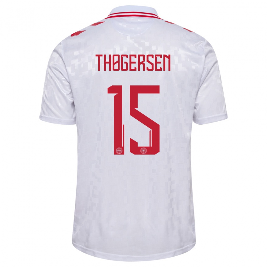 Homem Camisola Dinamarca Frederikke Thøgersen #15 Branco Alternativa 24-26 Camisa