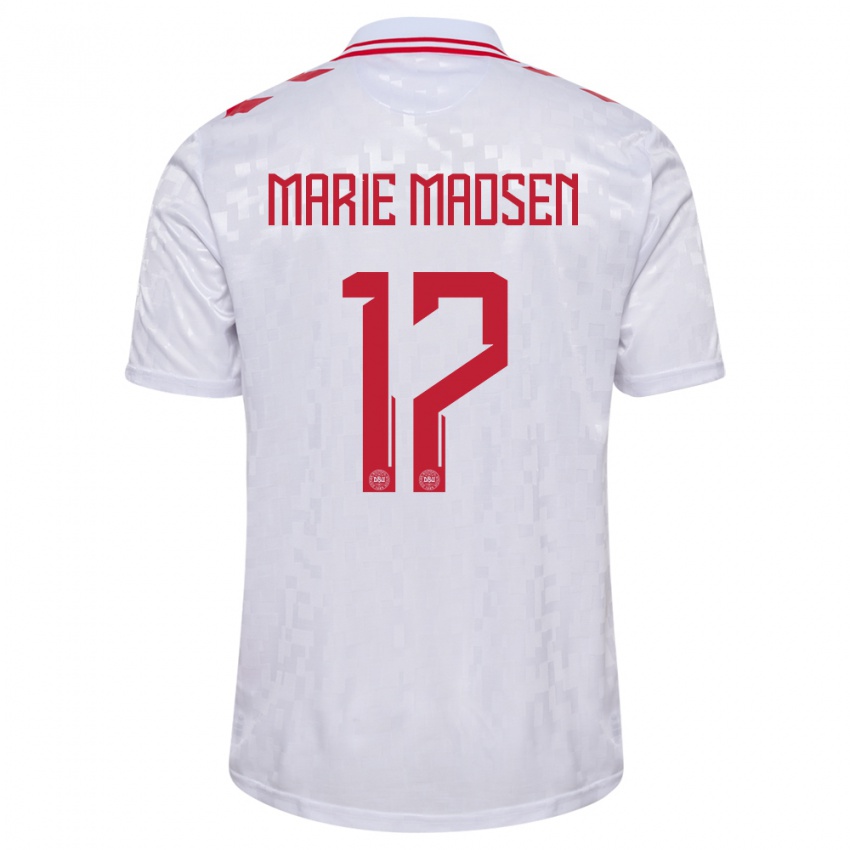 Homem Camisola Dinamarca Rikke Marie Madsen #17 Branco Alternativa 24-26 Camisa