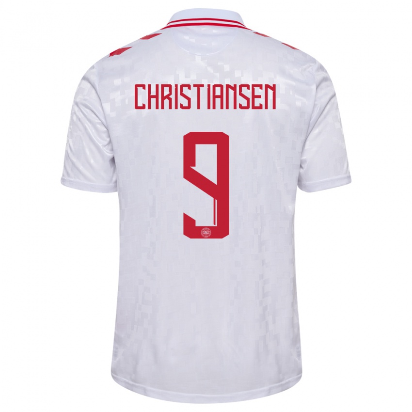 Homem Camisola Dinamarca Nanna Christiansen #9 Branco Alternativa 24-26 Camisa