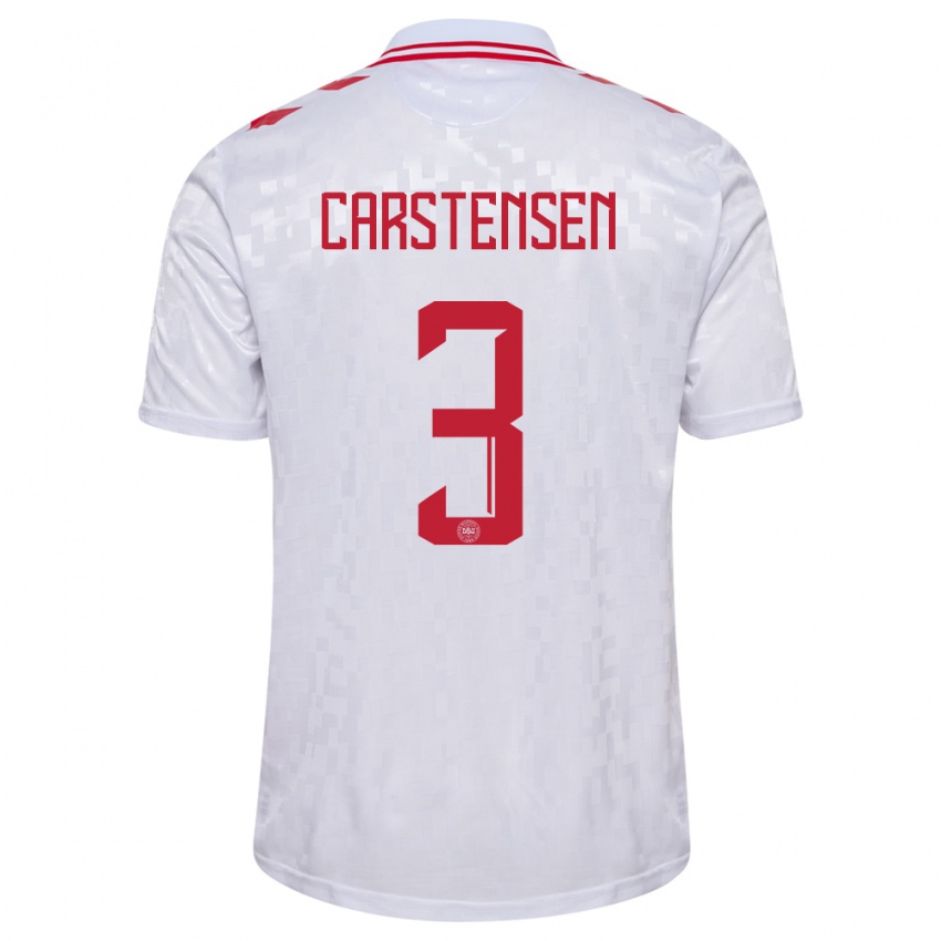 Homem Camisola Dinamarca Rasmus Carstensen #3 Branco Alternativa 24-26 Camisa