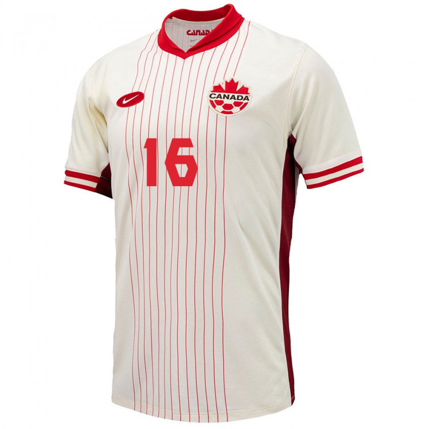 Homem Camisola Canadá Dominic Kantorowicz #16 Branco Alternativa 24-26 Camisa