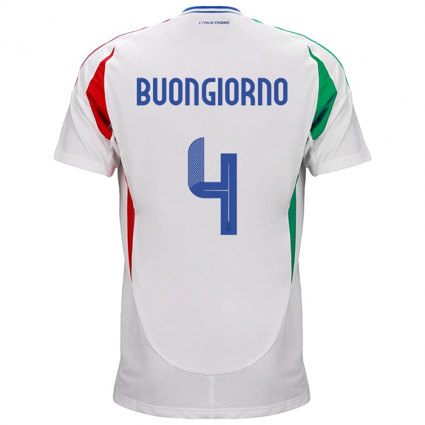 Homem Camisola Itália Alessandro Buongiorno #4 Branco Alternativa 24-26 Camisa