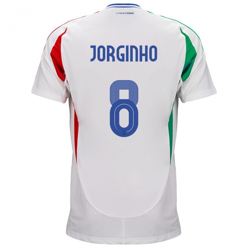 Homem Camisola Itália Jorginho #8 Branco Alternativa 24-26 Camisa