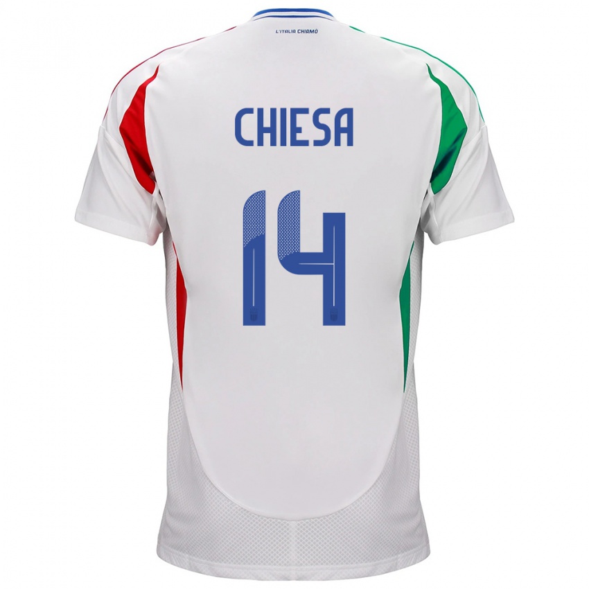 Homem Camisola Itália Federico Chiesa #14 Branco Alternativa 24-26 Camisa