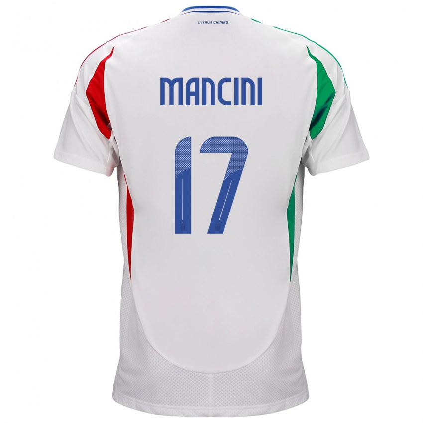 Homem Camisola Itália Gianluca Mancini #17 Branco Alternativa 24-26 Camisa