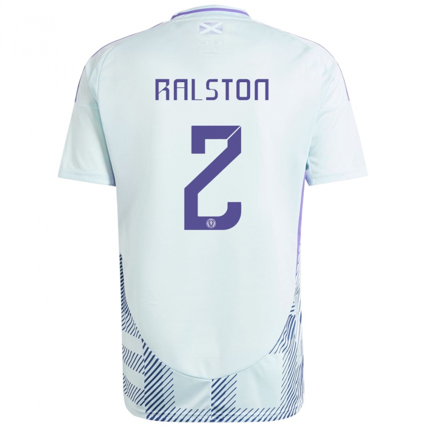 Homem Camisola Escócia Anthony Ralston #2 Azul Menta Claro Alternativa 24-26 Camisa