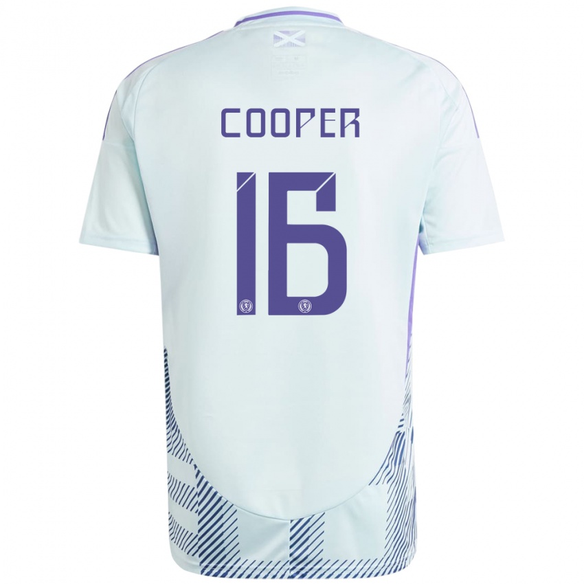 Homem Camisola Escócia Liam Cooper #16 Azul Menta Claro Alternativa 24-26 Camisa