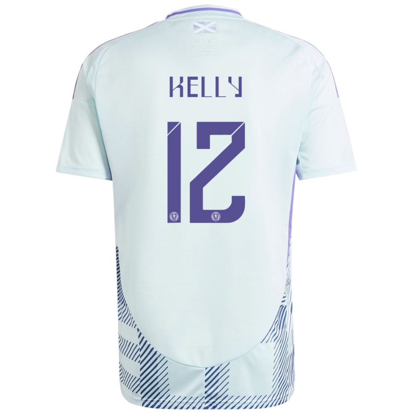 Homem Camisola Escócia Liam Kelly #12 Azul Menta Claro Alternativa 24-26 Camisa