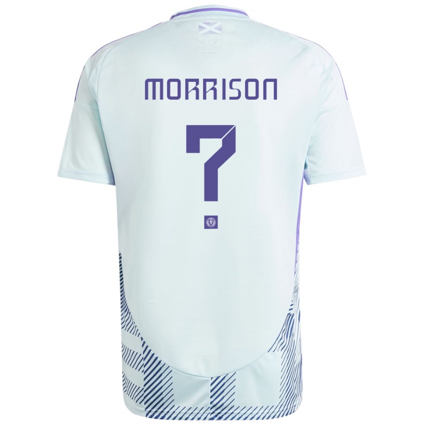 Homem Camisola Escócia Liam Morrison #0 Azul Menta Claro Alternativa 24-26 Camisa