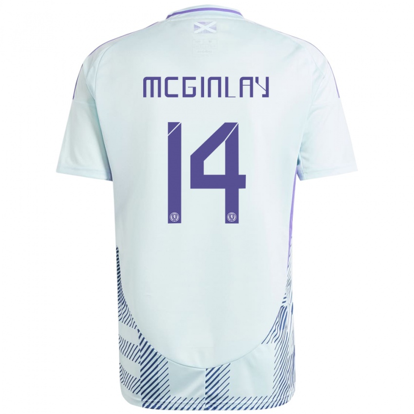 Homem Camisola Escócia Aiden Mcginlay #14 Azul Menta Claro Alternativa 24-26 Camisa