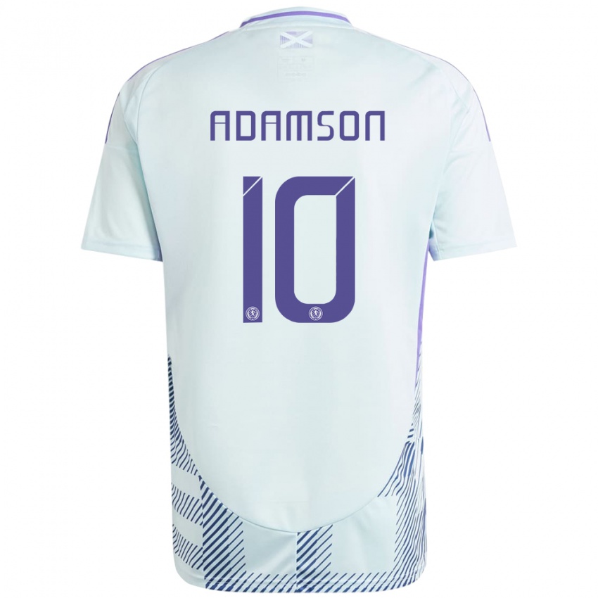 Homem Camisola Escócia Calum Adamson #10 Azul Menta Claro Alternativa 24-26 Camisa