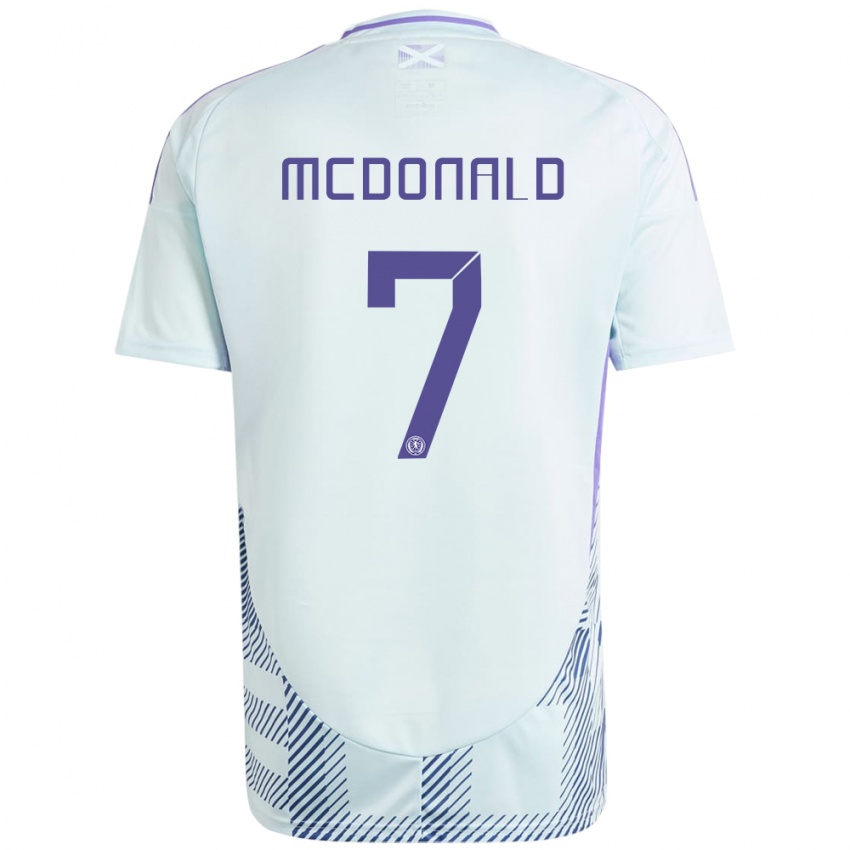 Homem Camisola Escócia Josh Mcdonald #7 Azul Menta Claro Alternativa 24-26 Camisa