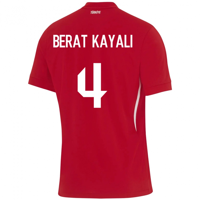 Homem Camisola Turquia Hasan Berat Kayalı #4 Vermelho Alternativa 24-26 Camisa