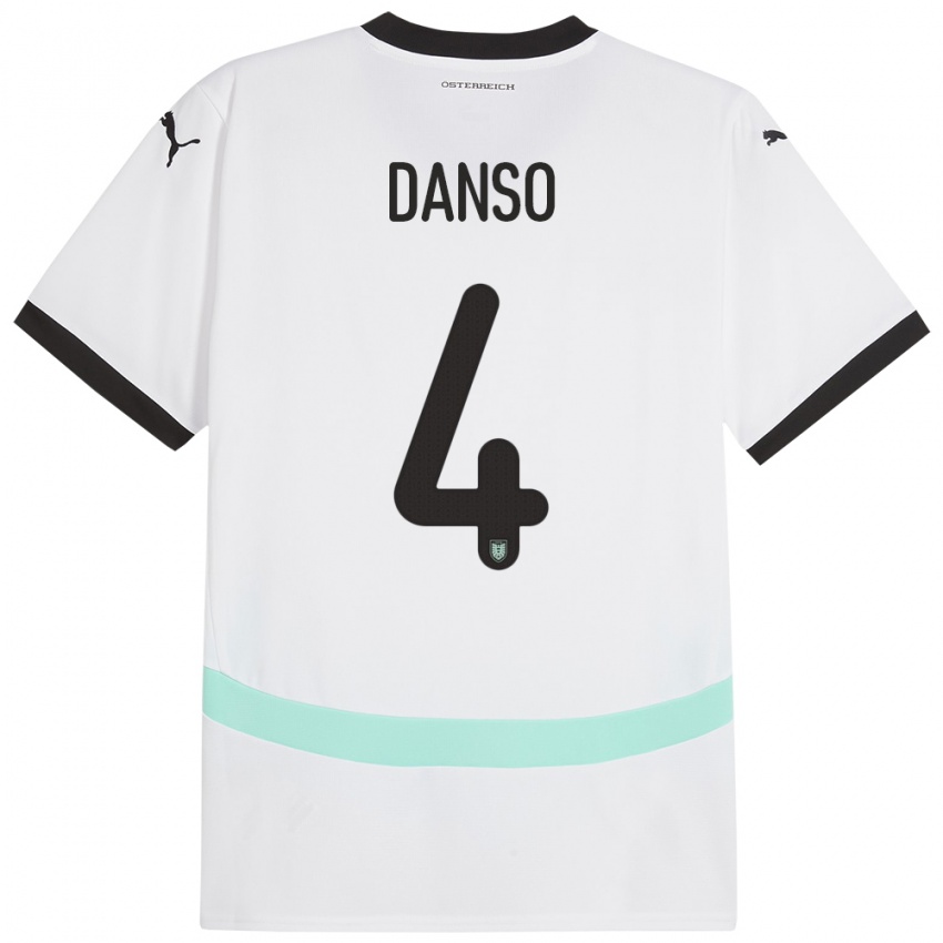 Homem Camisola Áustria Kevin Danso #4 Branco Alternativa 24-26 Camisa