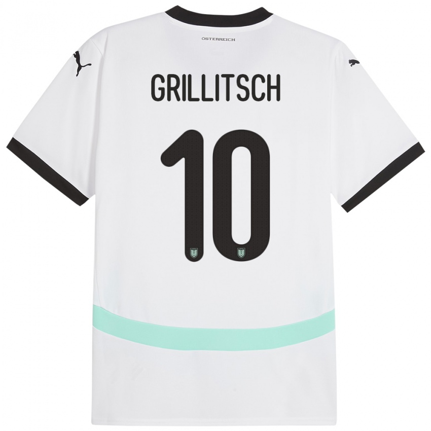 Homem Camisola Áustria Florian Grillitsch #10 Branco Alternativa 24-26 Camisa
