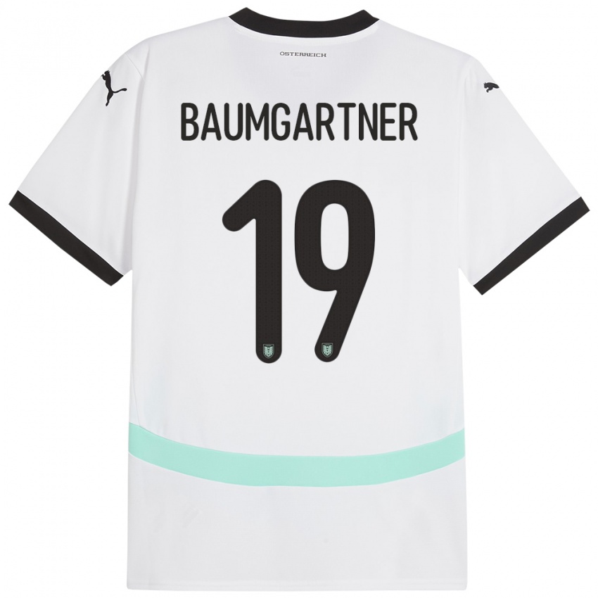 Homem Camisola Áustria Christoph Baumgartner #19 Branco Alternativa 24-26 Camisa