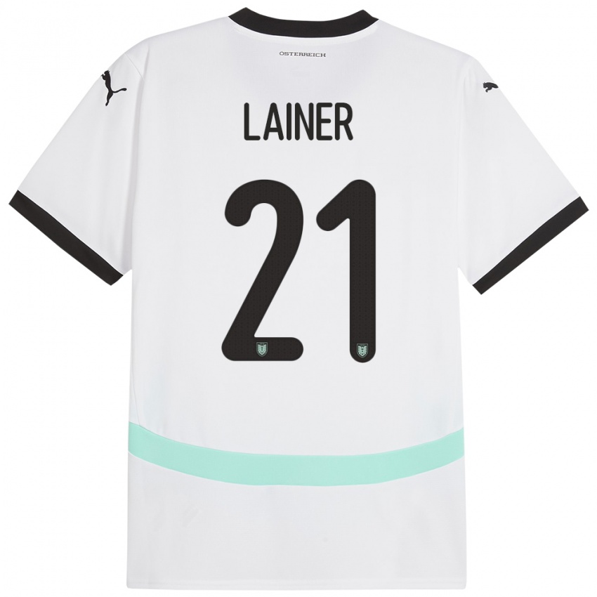 Homem Camisola Áustria Stefan Lainer #21 Branco Alternativa 24-26 Camisa