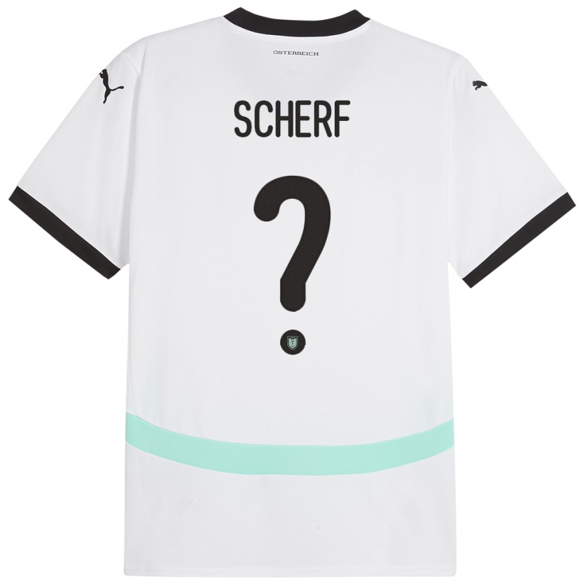 Homem Camisola Áustria Elias Scherf #0 Branco Alternativa 24-26 Camisa