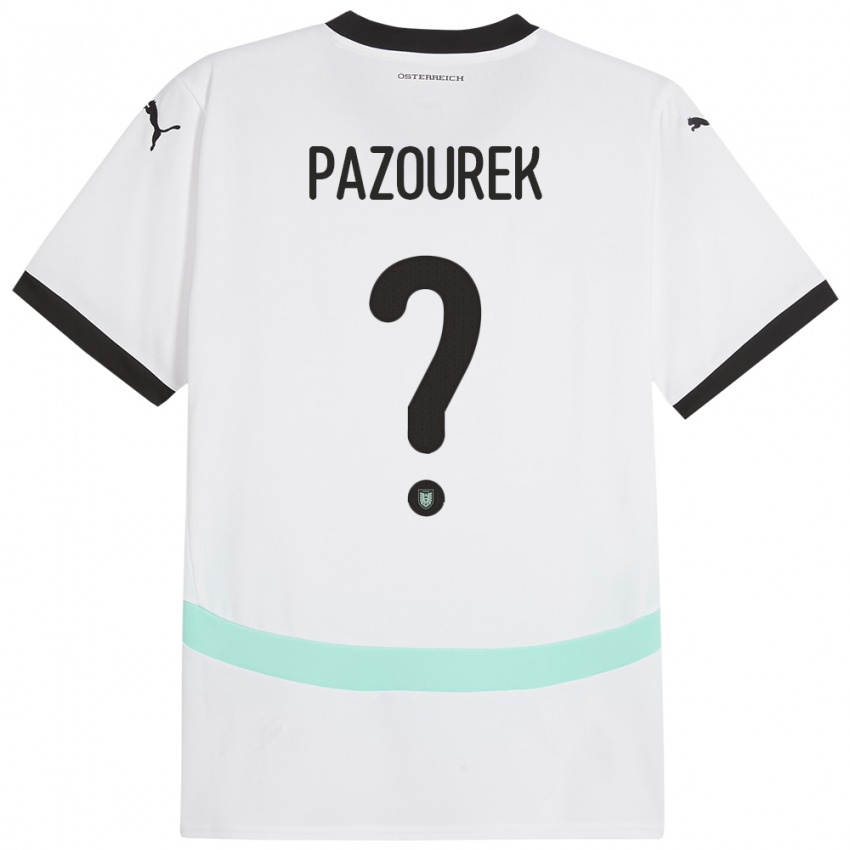 Homem Camisola Áustria Luca Pazourek #0 Branco Alternativa 24-26 Camisa