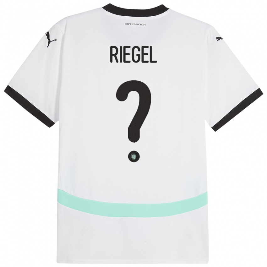 Homem Camisola Áustria Adrian Riegel #0 Branco Alternativa 24-26 Camisa