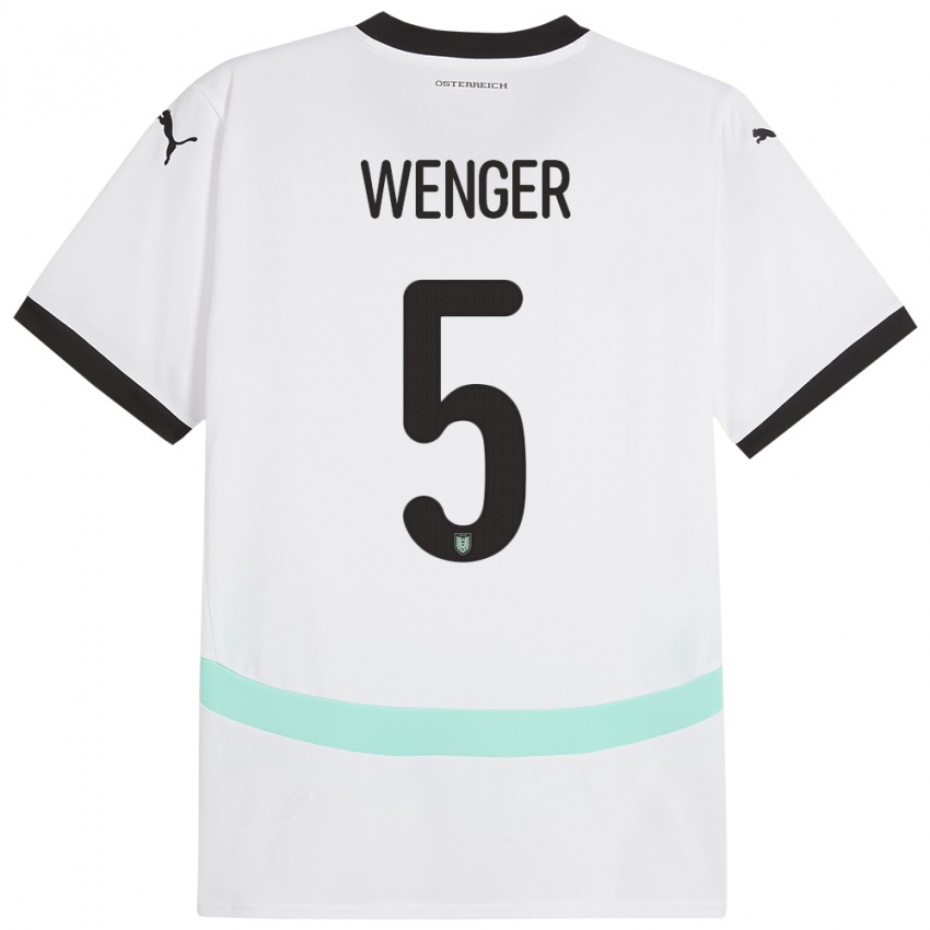 Homem Camisola Áustria Claudia Wenger #5 Branco Alternativa 24-26 Camisa