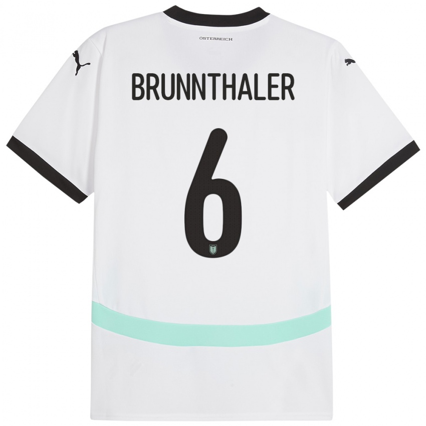 Homem Camisola Áustria Melanie Brunnthaler #6 Branco Alternativa 24-26 Camisa