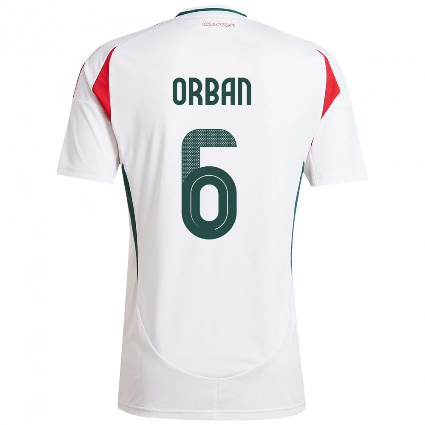 Homem Camisola Hungria Willi Orbán #6 Branco Alternativa 24-26 Camisa