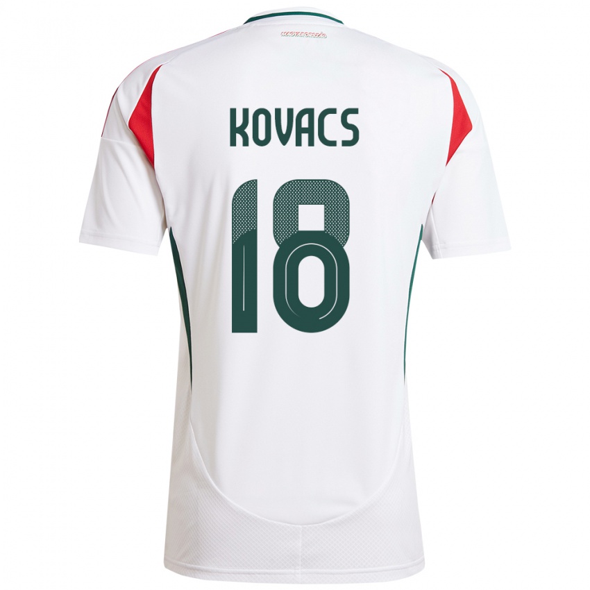 Homem Camisola Hungria Laura Kovács #18 Branco Alternativa 24-26 Camisa