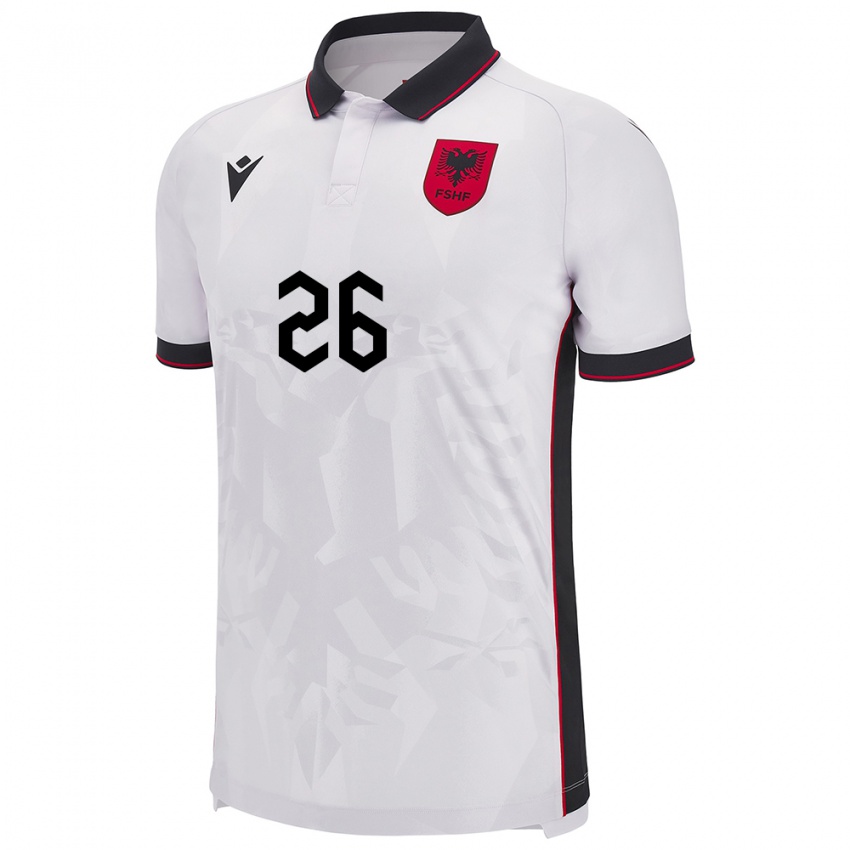 Homem Camisola Albânia Arbër Hoxha #26 Branco Alternativa 24-26 Camisa