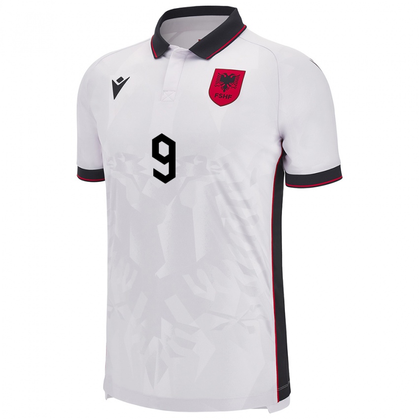 Homem Camisola Albânia Fortesa Berisha #9 Branco Alternativa 24-26 Camisa