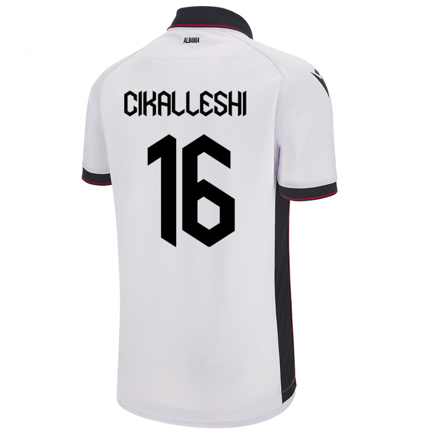 Homem Camisola Albânia Sokol Cikalleshi #16 Branco Alternativa 24-26 Camisa