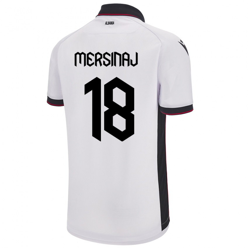 Homem Camisola Albânia Jon Mersinaj #18 Branco Alternativa 24-26 Camisa