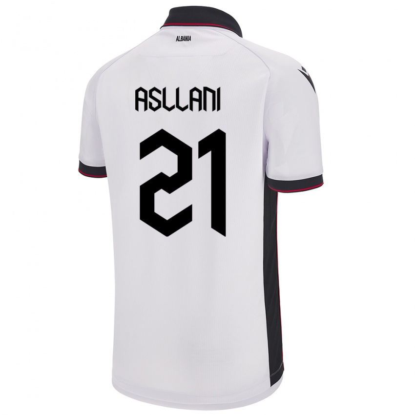 Homem Camisola Albânia Kristjan Asllani #21 Branco Alternativa 24-26 Camisa