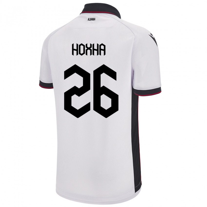 Homem Camisola Albânia Arbër Hoxha #26 Branco Alternativa 24-26 Camisa
