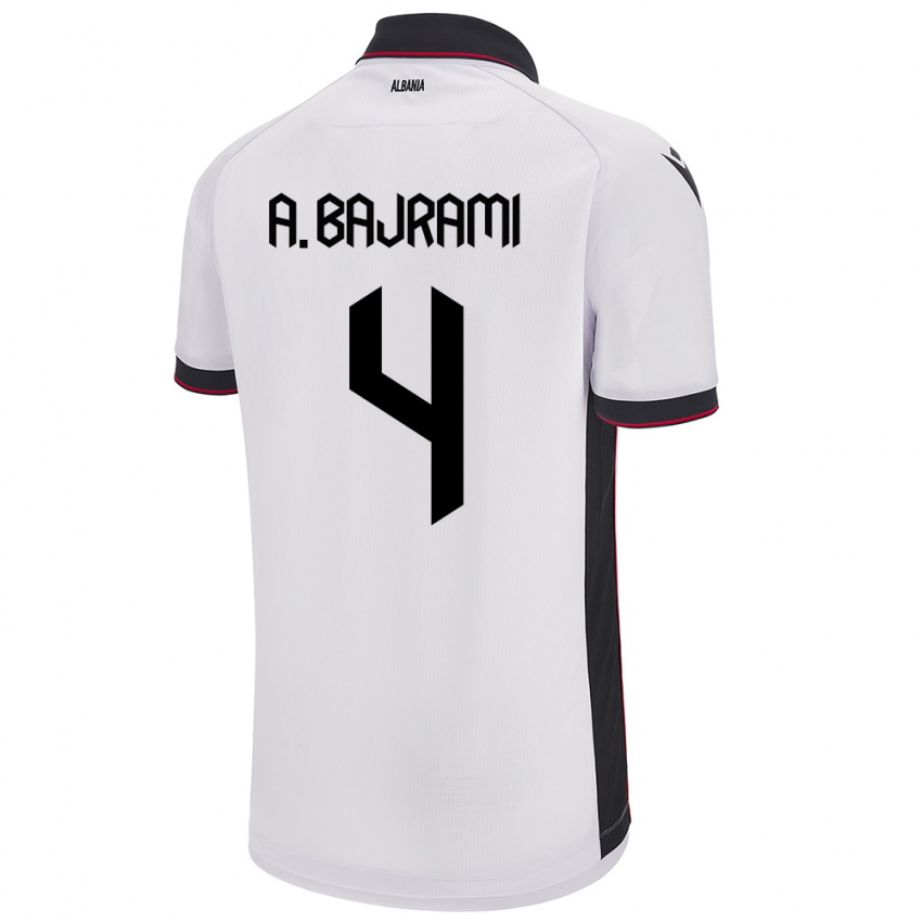 Homem Camisola Albânia Adrian Bajrami #4 Branco Alternativa 24-26 Camisa