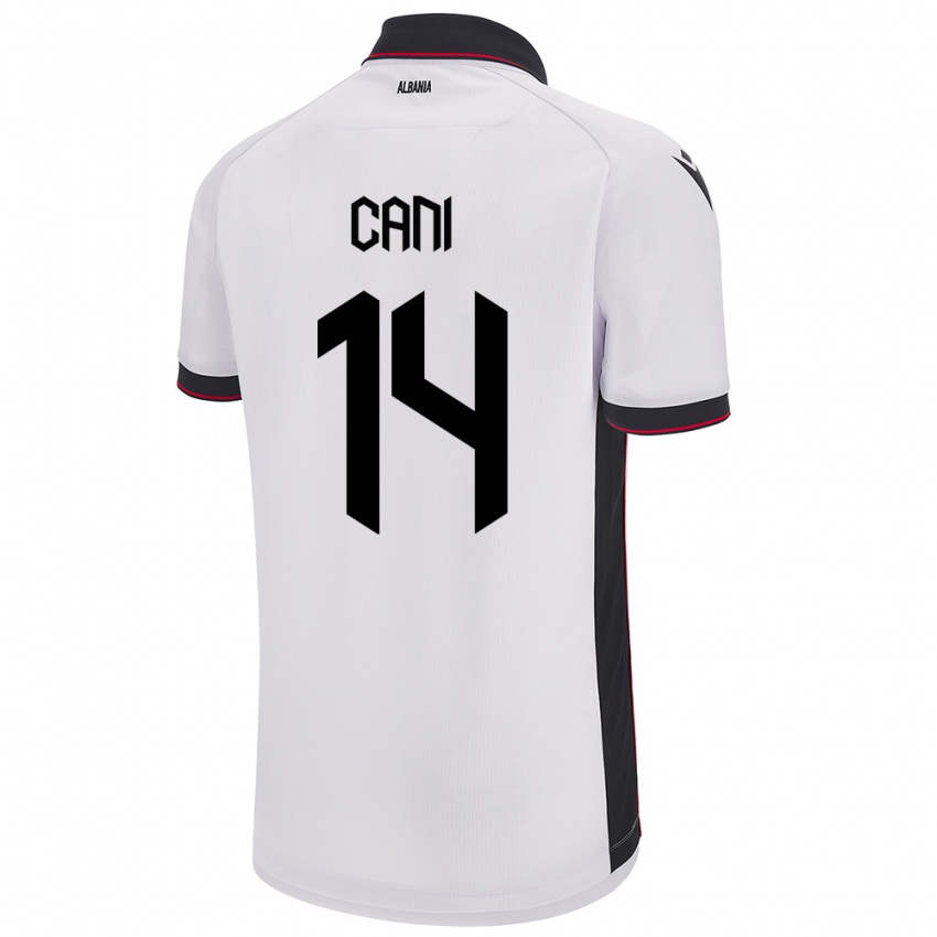 Homem Camisola Albânia Gabrian Cani #14 Branco Alternativa 24-26 Camisa