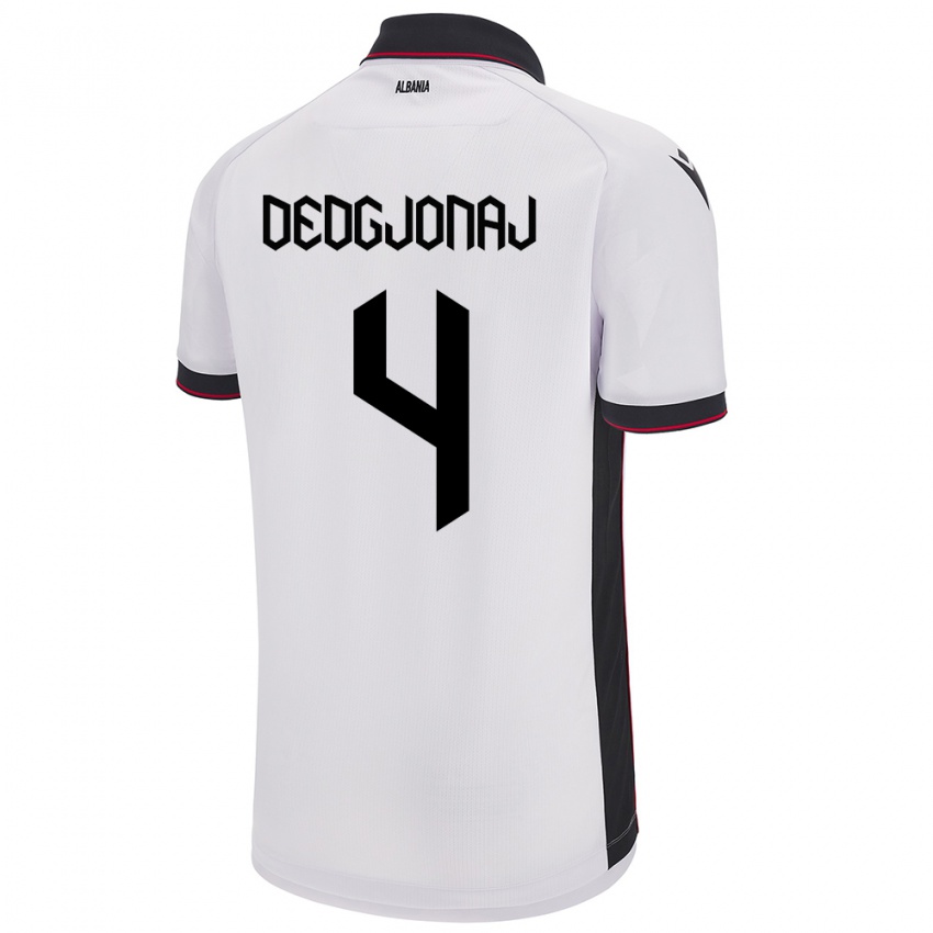 Homem Camisola Albânia Leonora Dedgjonaj #4 Branco Alternativa 24-26 Camisa