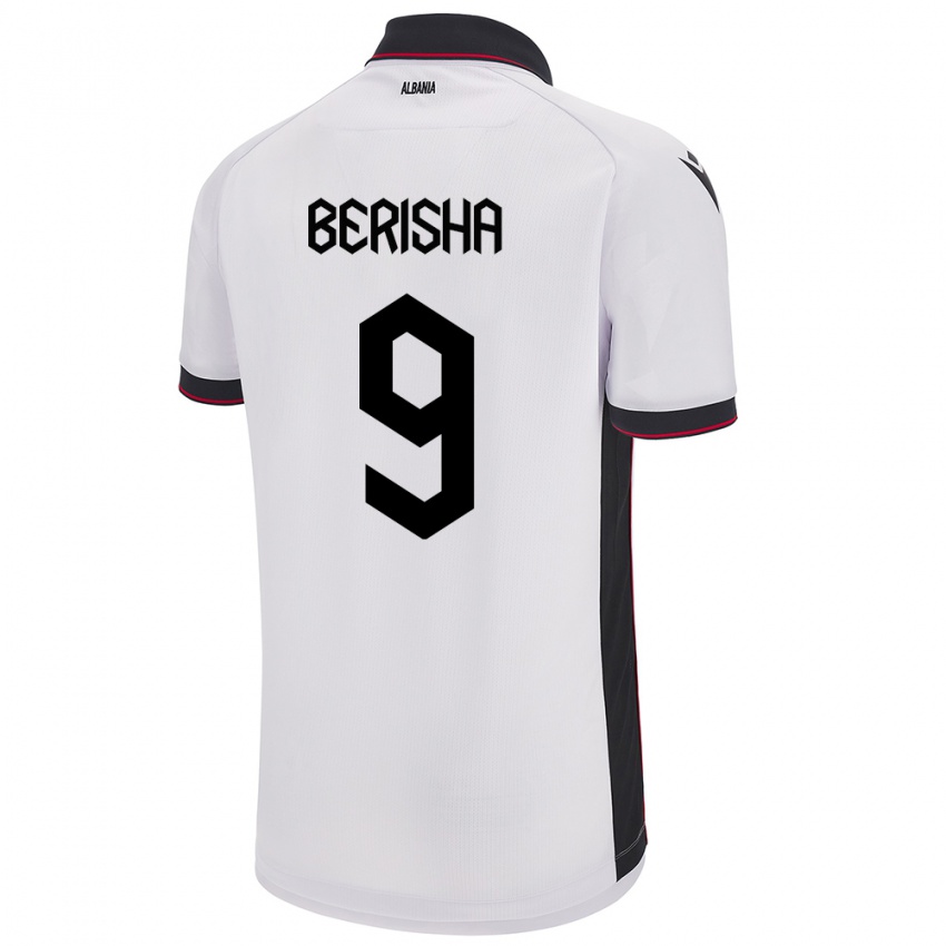 Homem Camisola Albânia Fortesa Berisha #9 Branco Alternativa 24-26 Camisa