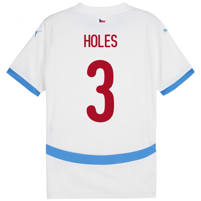 Homem Camisola República Checa Tomas Holes #3 Branco Alternativa 24-26 Camisa