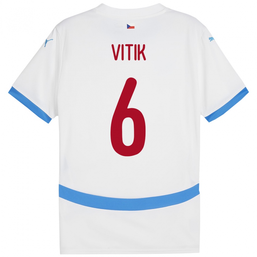 Homem Camisola República Checa Martin Vitík #6 Branco Alternativa 24-26 Camisa