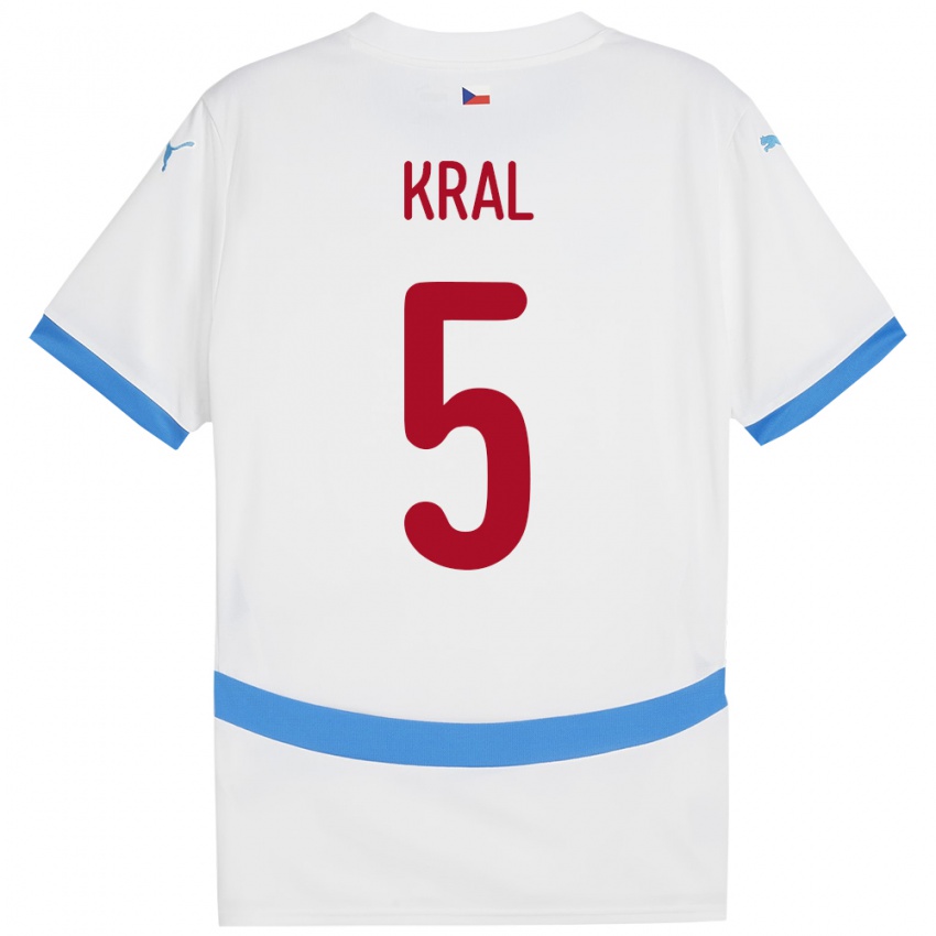 Homem Camisola República Checa Tomas Kral #5 Branco Alternativa 24-26 Camisa