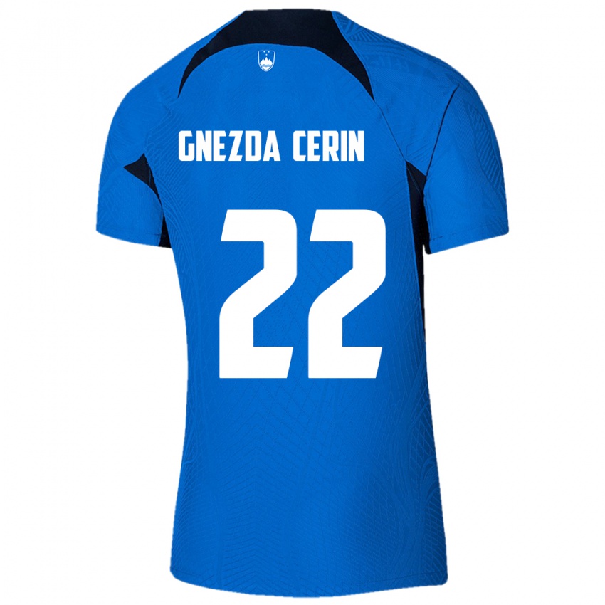 Homem Camisola Eslovênia Adam Gnezda Cerin #22 Azul Alternativa 24-26 Camisa