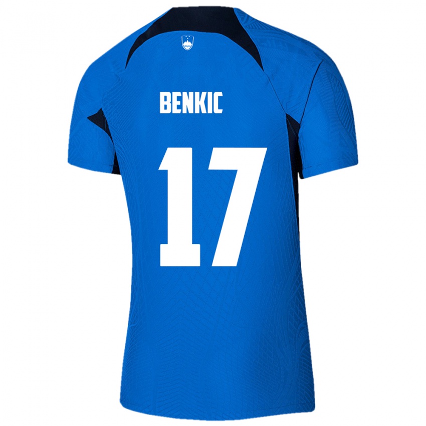Homem Camisola Eslovênia Kevin Benkic #17 Azul Alternativa 24-26 Camisa