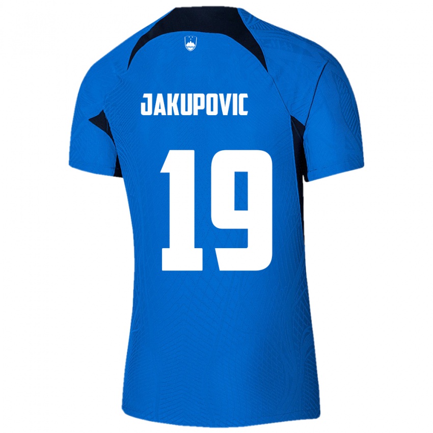 Homem Camisola Eslovênia Aldin Jakupovic #19 Azul Alternativa 24-26 Camisa