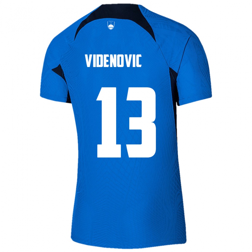 Homem Camisola Eslovênia Denis Videnovic #13 Azul Alternativa 24-26 Camisa