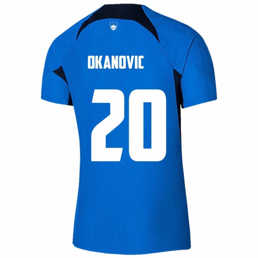 Homem Camisola Eslovênia Deen Okanovic #20 Azul Alternativa 24-26 Camisa