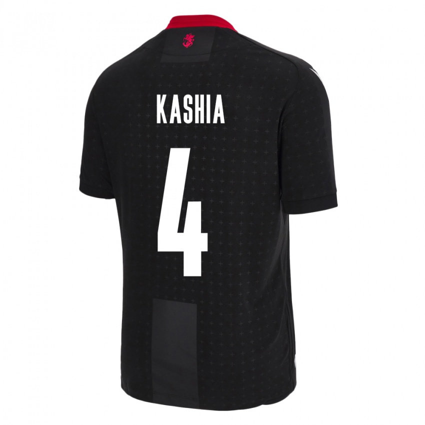 Homem Camisola Geórgia Guram Kashia #4 Preto Alternativa 24-26 Camisa