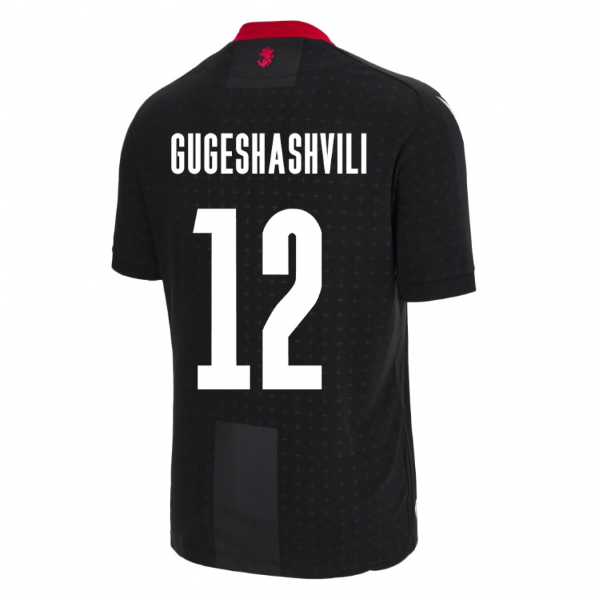 Homem Camisola Geórgia Luka Gugeshashvili #12 Preto Alternativa 24-26 Camisa