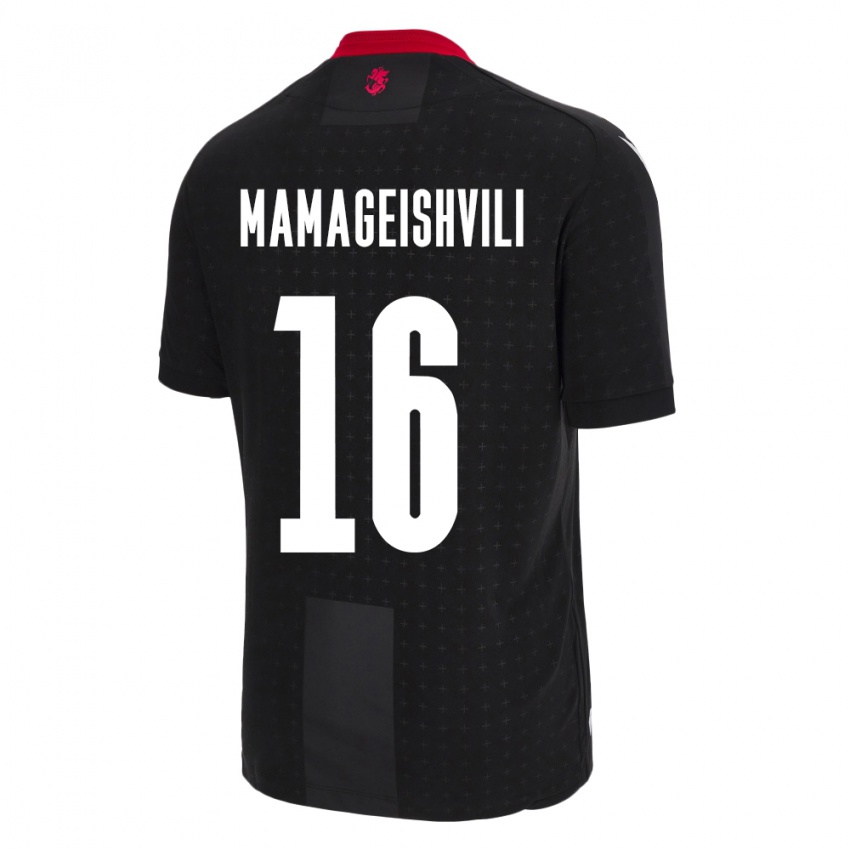 Homem Camisola Geórgia Gizo Mamageishvili #16 Preto Alternativa 24-26 Camisa