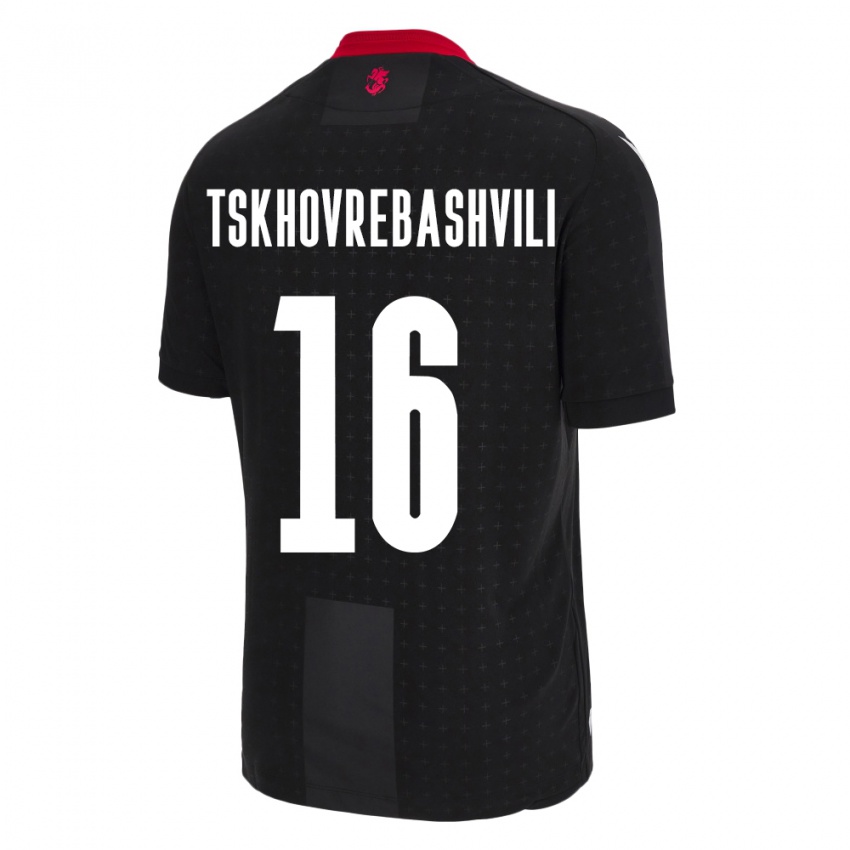 Homem Camisola Geórgia Nikoloz Tskhovrebashvili #16 Preto Alternativa 24-26 Camisa